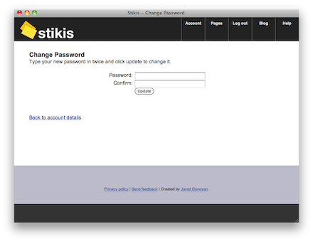 Screenshot of 'Change Password' page